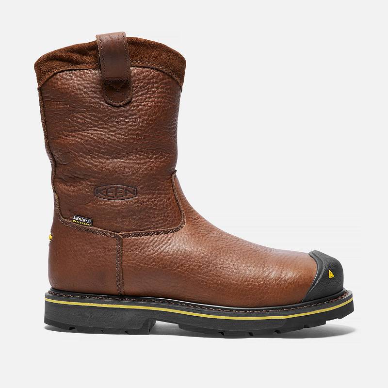 Keen Dallas Wellington Steel Toe Arbeitsschuhe Damen DE-07568 Dark Brown - Keen Damenschuhe Braun